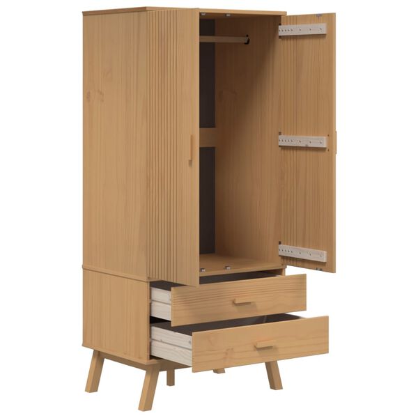 vidaXL Ντουλάπα OLDEN Καφέ 76,5 x 53 x 172 εκ. από Μασίφ Ξύλο Πεύκου