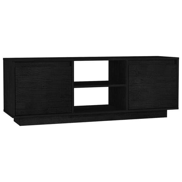 vidaXL Έπιπλο Τηλεόρασης Μαύρο 110 x 30 x 40 εκ. από Μασίφ Ξύλο Πεύκου
