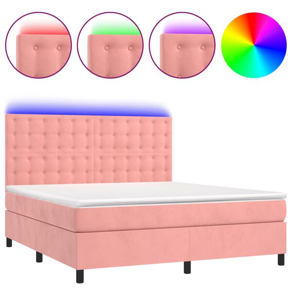 vidaXL &Kappa;&rho;&epsilon;&beta;ά&tau;&iota; Boxspring &mu;&epsilon; &Sigma;&tau;&rho;ώ&mu;&alpha; & LED &Rho;&omicron;&zeta; 180x200 &epsilon;&kappa;. &Beta;&epsilon;&lambda;&omicron;ύ&delta;&iota;&nu;&omicron;