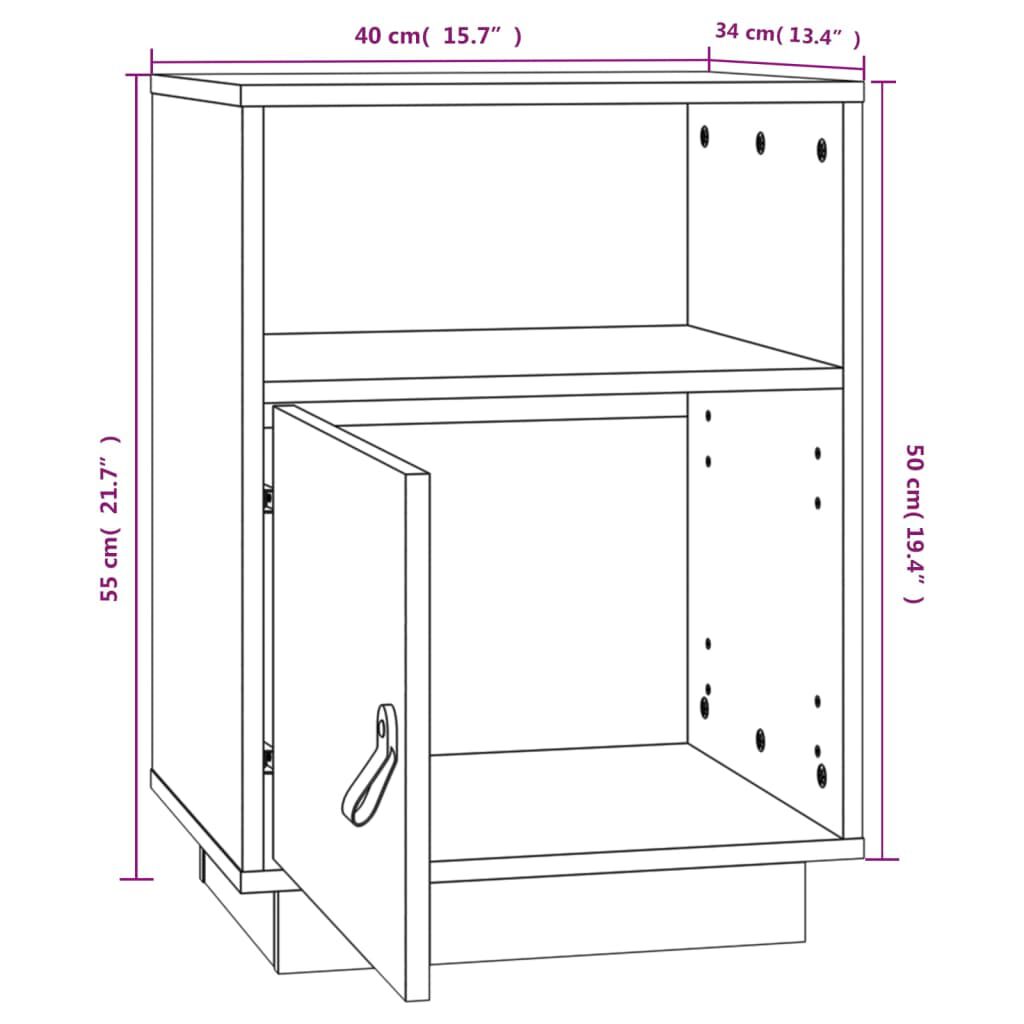 vidaXL Κομοδίνα 2 τεμ. Λευκά 40 x 34 x 55 εκ. από Μασίφ Ξύλο Πεύκου