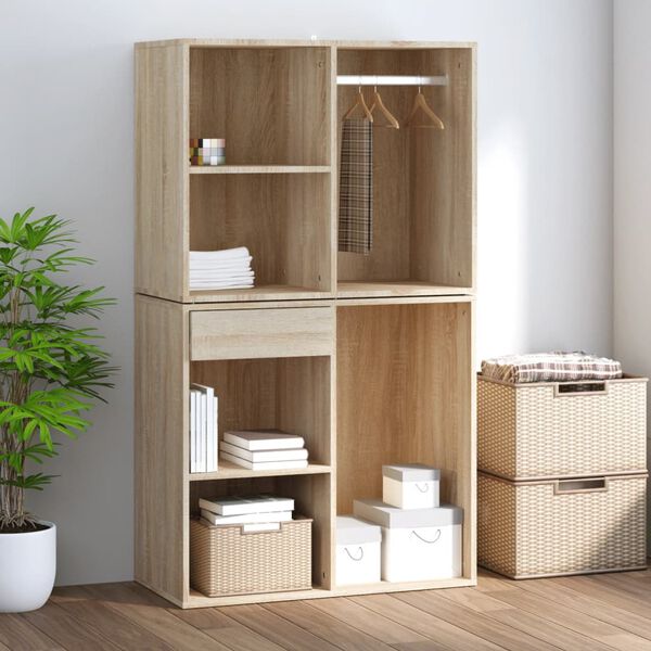vidaXL Ντουλάπι Γυαλιστερό Sonoma Δρυς 80x40x65εκ.Επεξεργασμένο Ξύλο