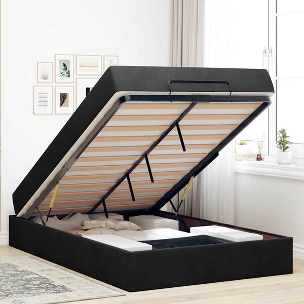 vidaXL Σκελετός Κρεβατιού με στρώμα Μαύρο 140 x 190 cm Βελούδο