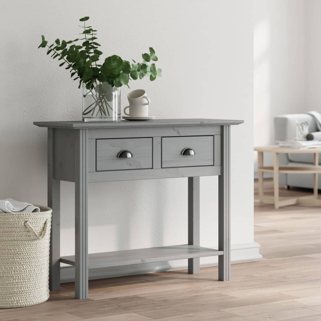vidaXL Τραπέζι Κονσόλα BODO Γκρι 91x35x74 εκ. Μασίφ Ξύλο Πεύκου