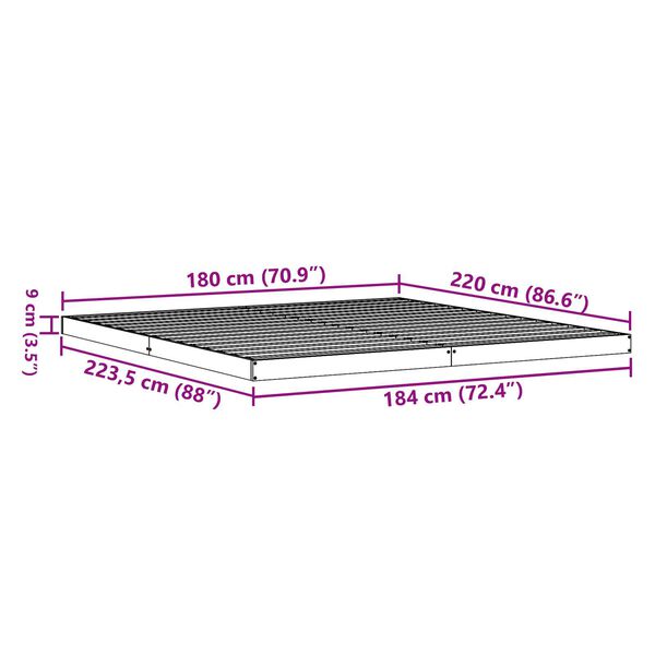 vidaXL Κρεβάτι σε Σχήμα Πλαισίου Λευκό 180x220 cm Μασίφ Ξύλο Πεύκου
