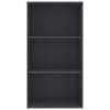 vidaXL Βιβλιοθήκη με 3 Ράφια Γκρι 60 x 30 x 114 εκ. από Επεξ. Ξύλο
