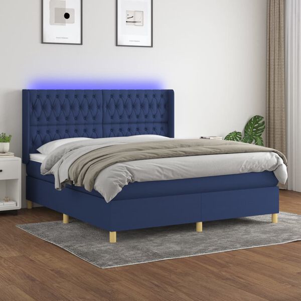 vidaXL &Kappa;&rho;&epsilon;&beta;ά&tau;&iota; Boxspring &mu;&epsilon; &Sigma;&tau;&rho;ώ&mu;&alpha; & LED &Mu;&pi;&lambda;&epsilon; 160x200 &epsilon;&kappa;. &Upsilon;&phi;&alpha;&sigma;&mu;ά&tau;&iota;&nu;&omicron;