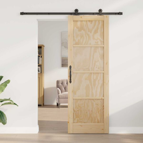 vidaXL Σετ Συρόμενης Πόρτας Φυσικό και μαύρο 73.5 x 211 εκ