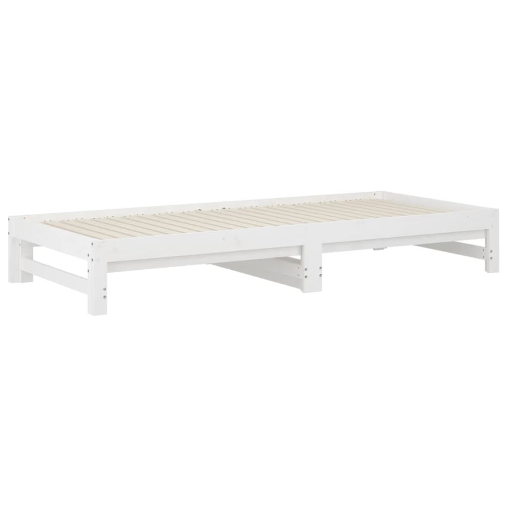 vidaXL Καναπές Κρεβάτι Συρόμενος Λευκός 2x(90x200) εκ. Μασίφ Πεύκο