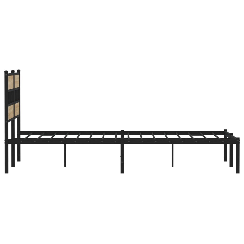vidaXL Σκελετός Κρεβ. Χωρίς Στρώμα Sonoma Δρυς 150x200 εκ. Μεταλλικό