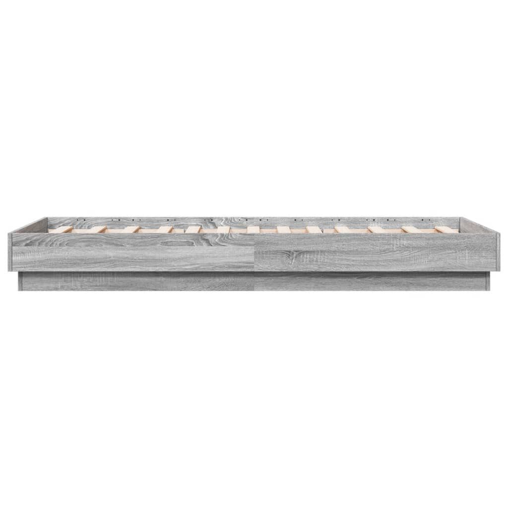 vidaXL Πλαίσιο Κρεβατιού με λυχνίες LED Γκρι sonoma 75 x 190 εκ.