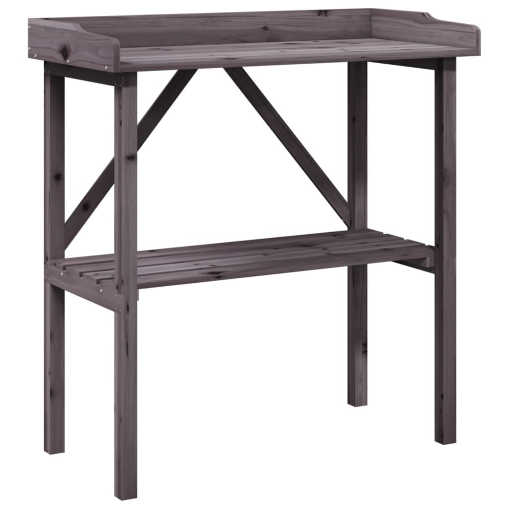 vidaXL Τραπέζι Φυτών με Ράφι Γκρι 78x38x82,5εκ. από Μασίφ Ξύλο Ελάτης