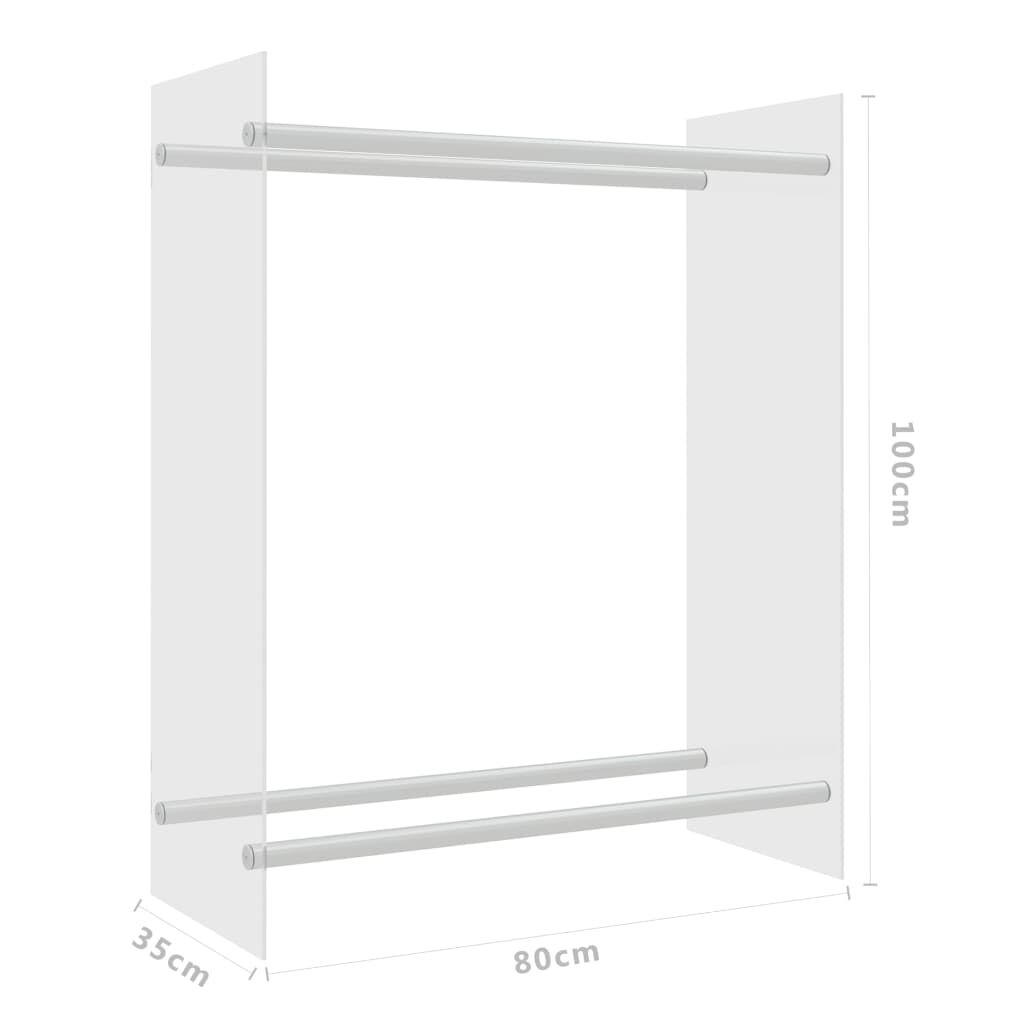 vidaXL Ράφι Καυσόξυλων Διαφανές 80 x 35 x 100 εκ. από Ψημένο Γυαλί
