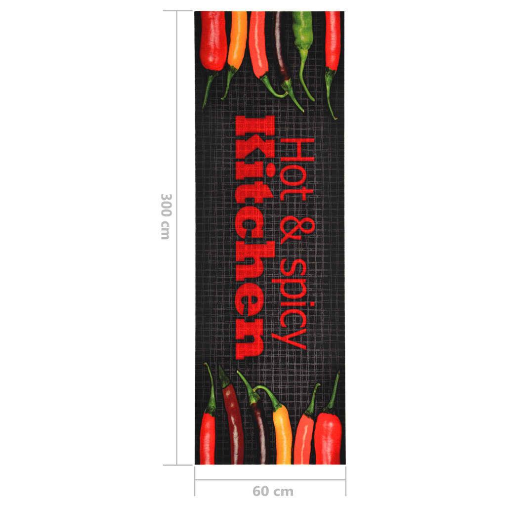 vidaXL Πατάκι Κουζίνας Σχέδιο Hot & Spicy Πλενόμενο 60 x 300 εκ.
