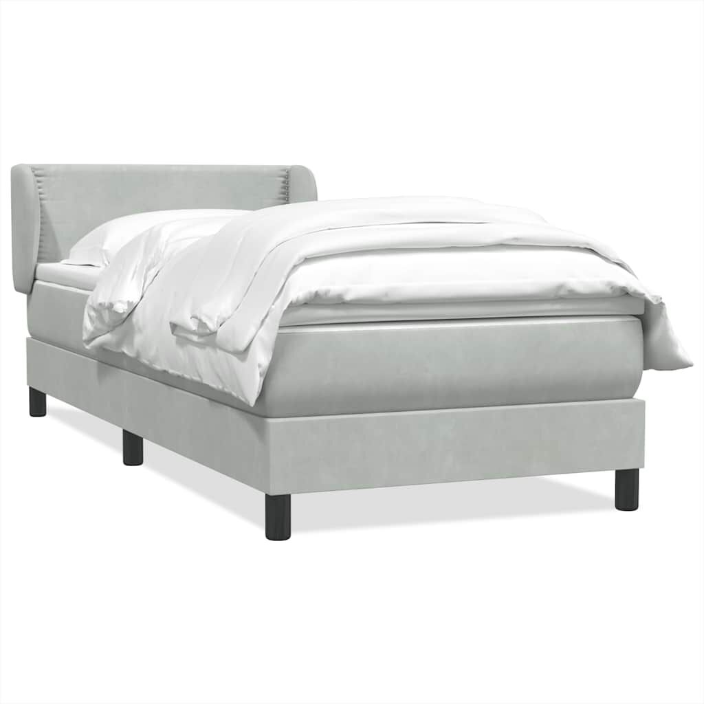 vidaXL Box Spring κρεβάτι με στρώμα ανοιχτό γκρι 90x220 εκ. Βελούδινο