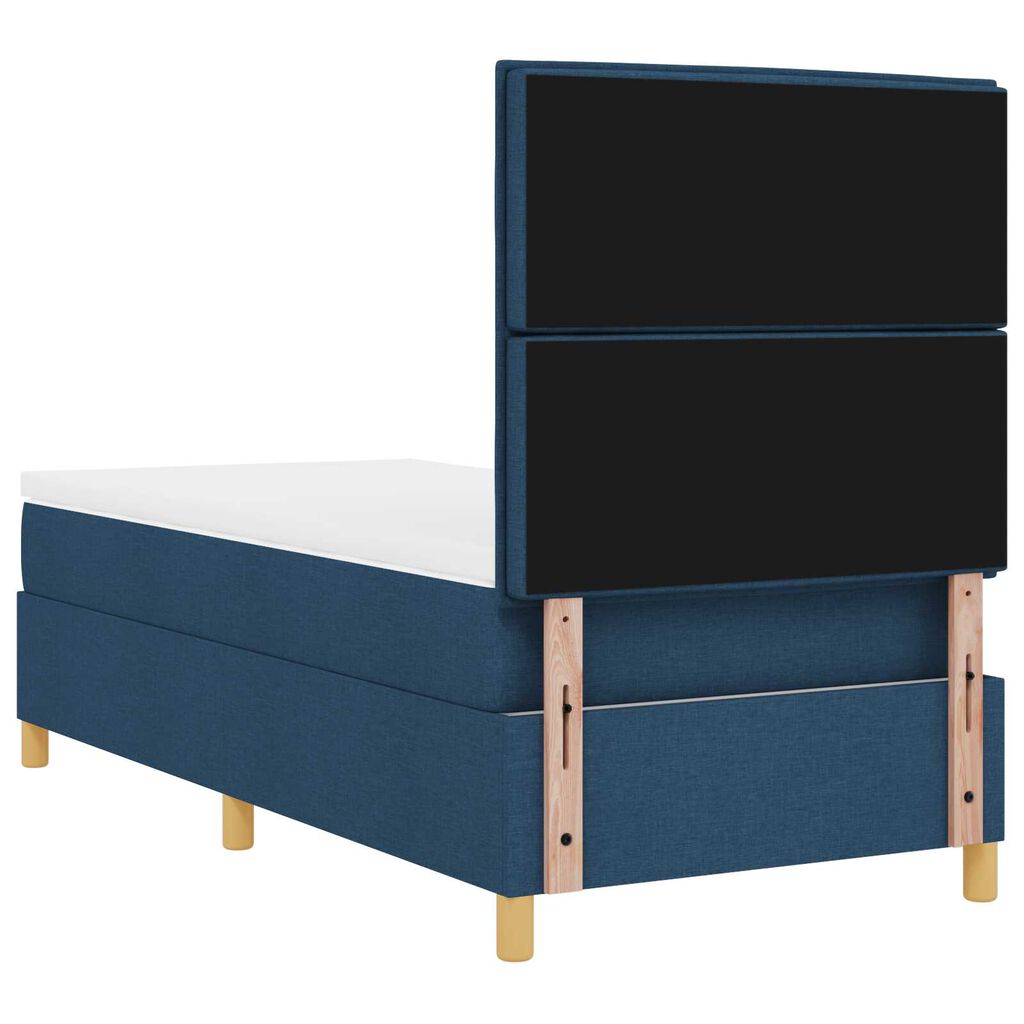 vidaXL Κρεβάτι Box Spring με Στρώμα Μπλε Μοναχικό Ύφασμα