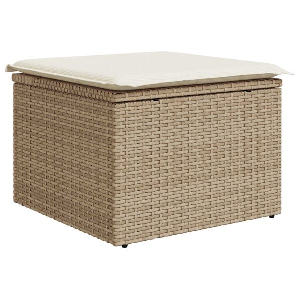 vidaXL Σετ Καναπέ Κήπου με μαξιλάρι 7 pcs μπεζ και κρεμ Πολυ ράταν