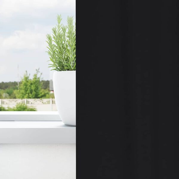 vidaXL Κουρτίνες με κουρτίνες 2 pcs Μαύρο Πολυεστέρας