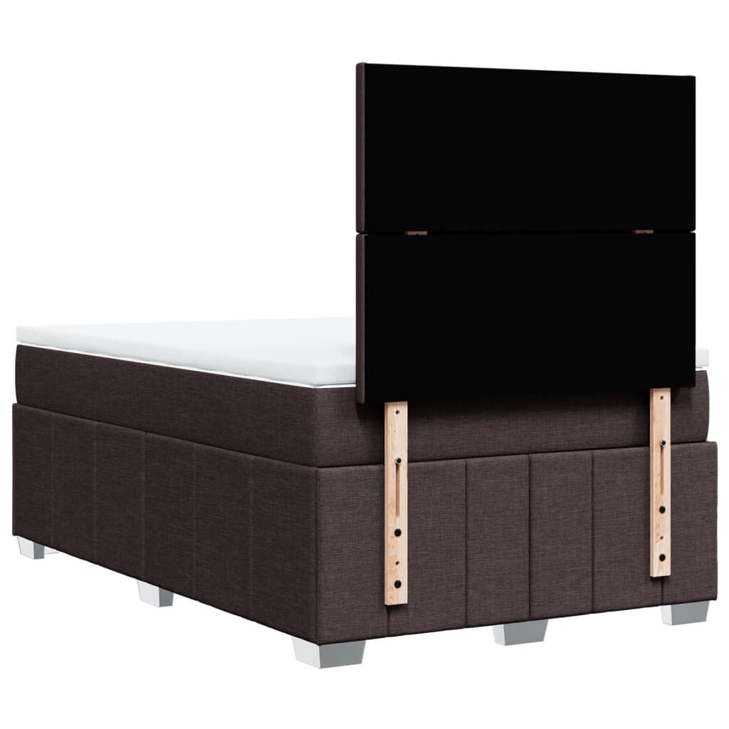 vidaXL Κρεβάτι Boxspring με Στρώμα Σκούρο Καφέ 120x190 εκ Υφασμάτινο