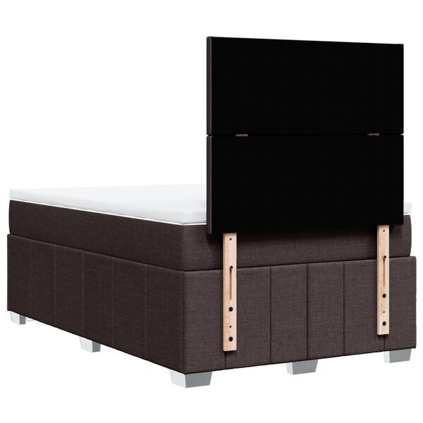 vidaXL Κρεβάτι Boxspring με Στρώμα Σκούρο Καφέ 120x190 εκ Υφασμάτινο