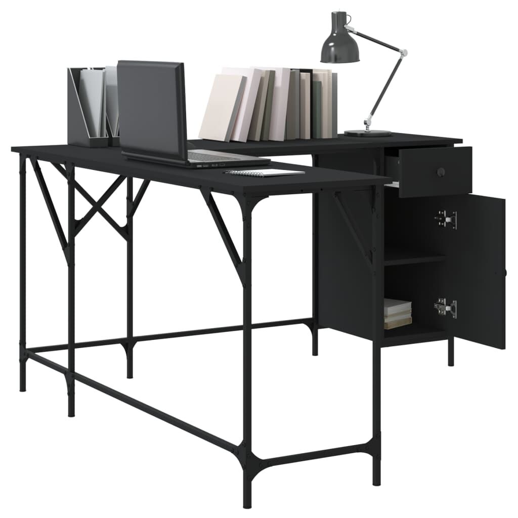 vidaXL Γραφείο Μαύρο 141 x 141 x 75 εκ. από Επεξεργασμένο Ξύλο