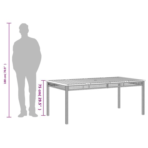 vidaXL Τραπέζι Κήπου Μαύρο 180x90x75 εκ. Συνθετικό Ρατάν/Ξύλο Ακακίας