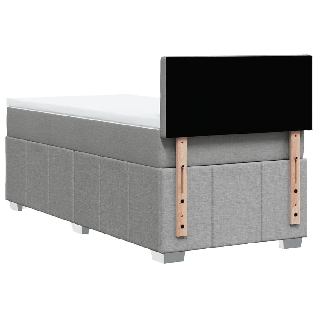 vidaXL Κρεβάτι Boxspring με Στρώμα Ανοιχτό Γκρι 90x200 εκ. Υφασμάτινο