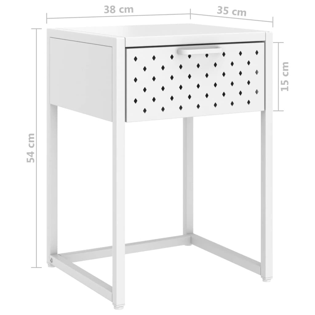 vidaXL Κομοδίνο Λευκό 38 x 35 x 54 εκ. από Ατσάλι