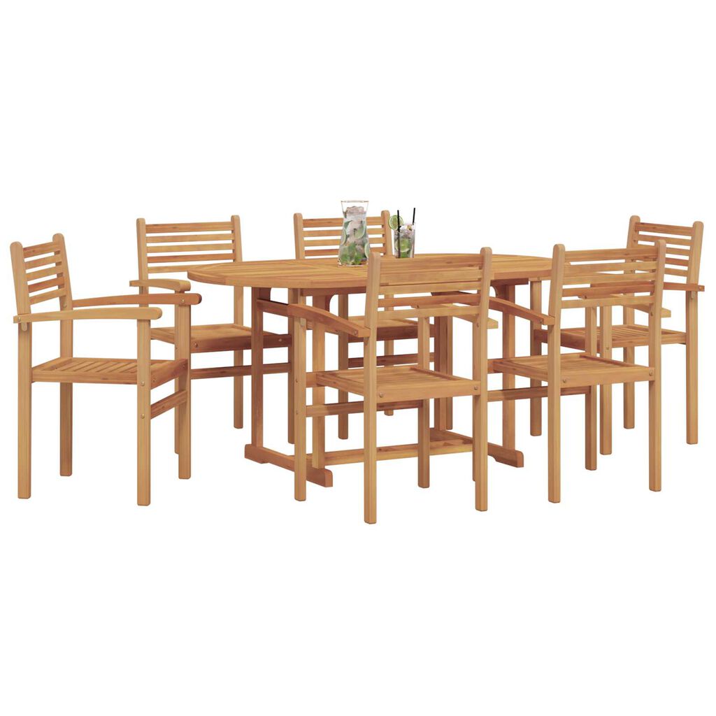 vidaXL Σέτ φαγητού για κήπο 7 pcs Καστανό Μασίφ ξύλο teak