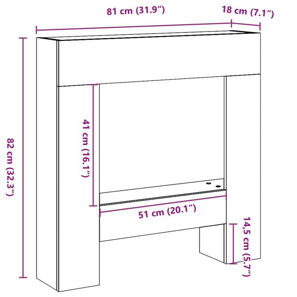 vidaXL Πλαίσιο Τζακιού Όψη Παλαιού Ξύλου 81x18x82 εκ. Επεξ. Ξύλο