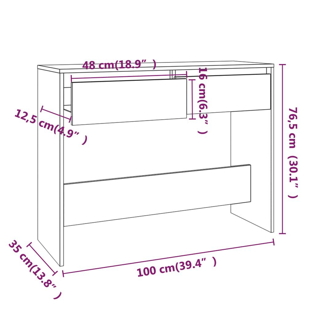 vidaXL Τραπέζι Κονσόλα Sonoma Δρυς 100x35x76,5 εκ. Επεξεργασμένο Ξύλο