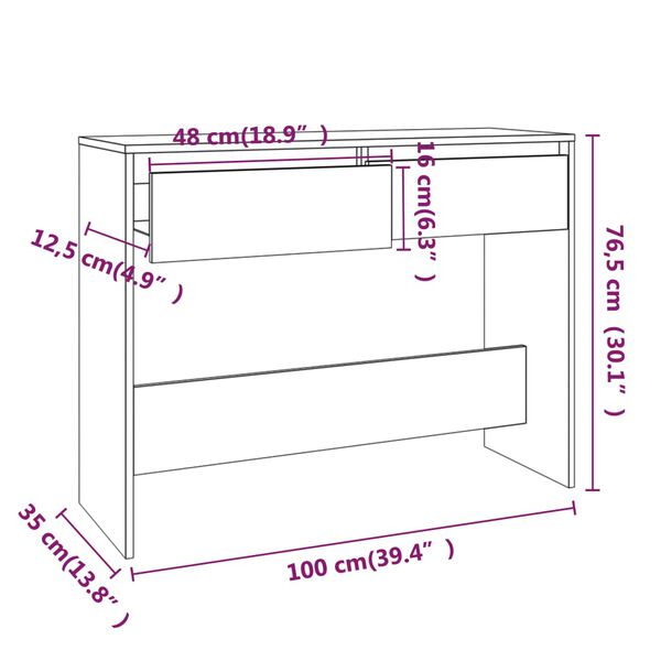 vidaXL Τραπέζι Κονσόλα Sonoma Δρυς 100x35x76,5 εκ. Επεξεργασμένο Ξύλο