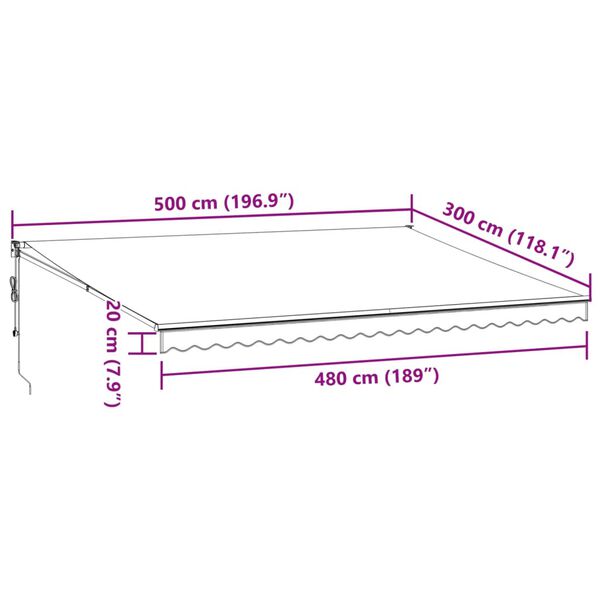 vidaXL Τέντα Πτυσσόμενη Αυτόματη Καφέ 500x300 εκ.