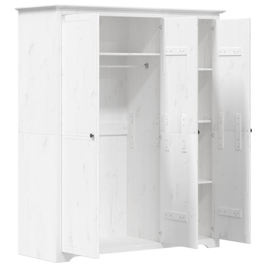 vidaXL Ντουλάπα BODO Λευκή 146x53,5x173 εκ. από Μασίφ Ξύλο Πεύκου