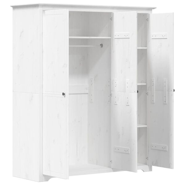 vidaXL Ντουλάπα BODO Λευκή 146x53,5x173 εκ. από Μασίφ Ξύλο Πεύκου