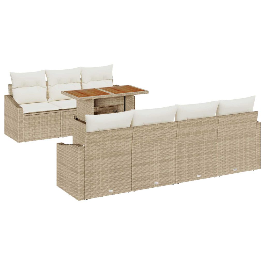 vidaXL Σετ Καναπέ Κήπου με αποθήκευση 8 pcs Μπεζ Πολυ ράταν