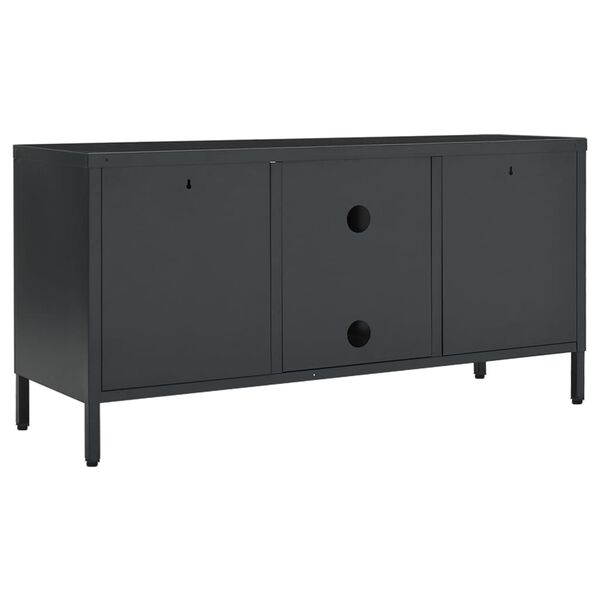 vidaXL Έπιπλο Τηλεόρασης Ανθρακί 105 x 35 x 52 εκ από Ατσάλι και Γυαλί