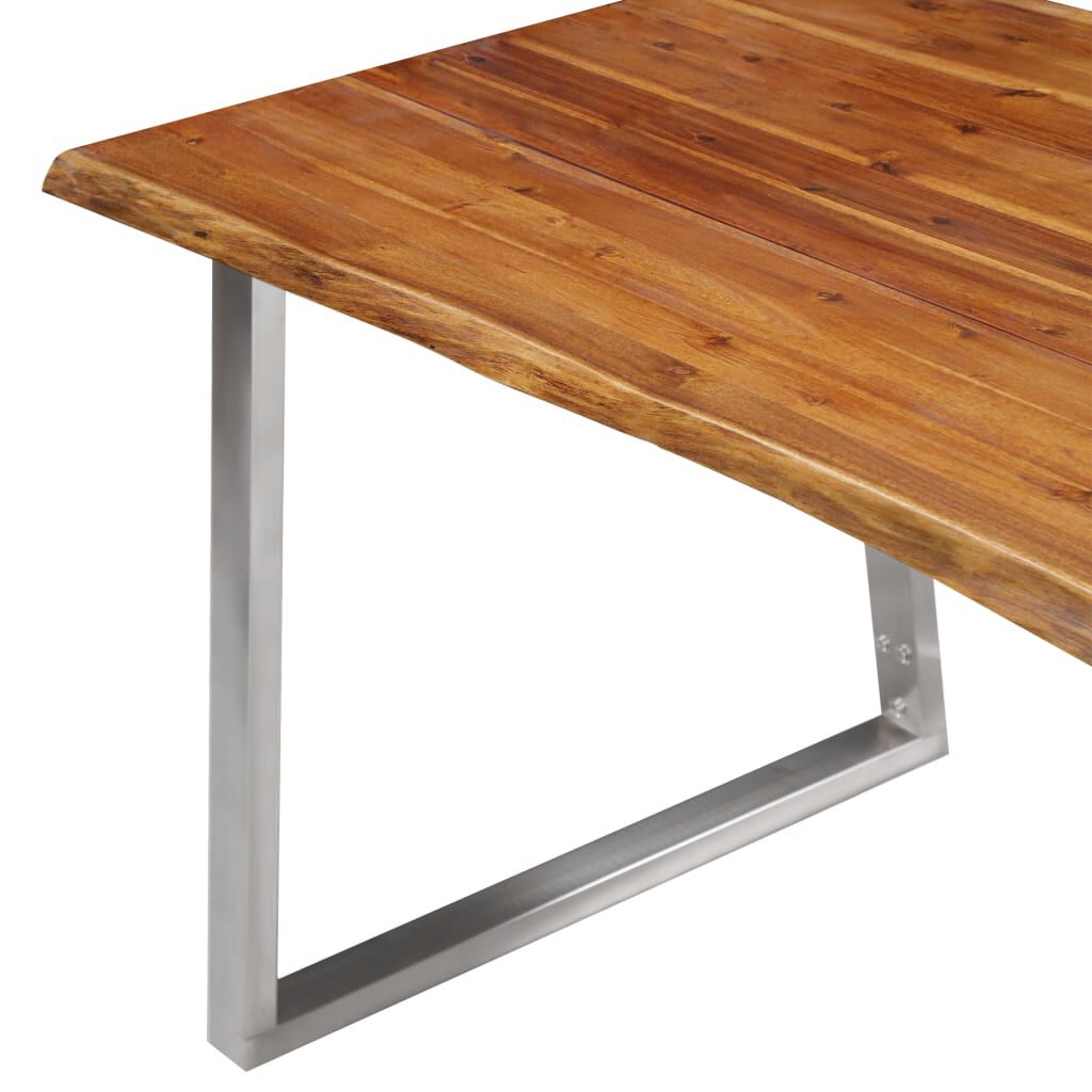 vidaXL Τραπεζαρία 160x80x75 εκ. Μασίφ Ξύλο Ακακίας / Ανοξείδωτο Ατσάλι
