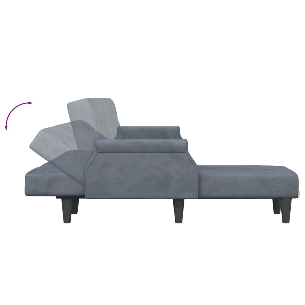 vidaXL Καναπές Κρεβάτι Γωνιακός Σκ. Γκρι 271 x 140 x 70 εκ. Βελούδινος