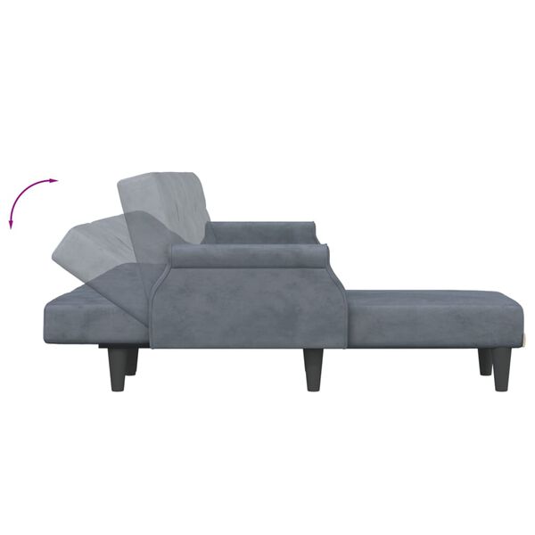 vidaXL Καναπές Κρεβάτι Γωνιακός Σκ. Γκρι 271 x 140 x 70 εκ. Βελούδινος