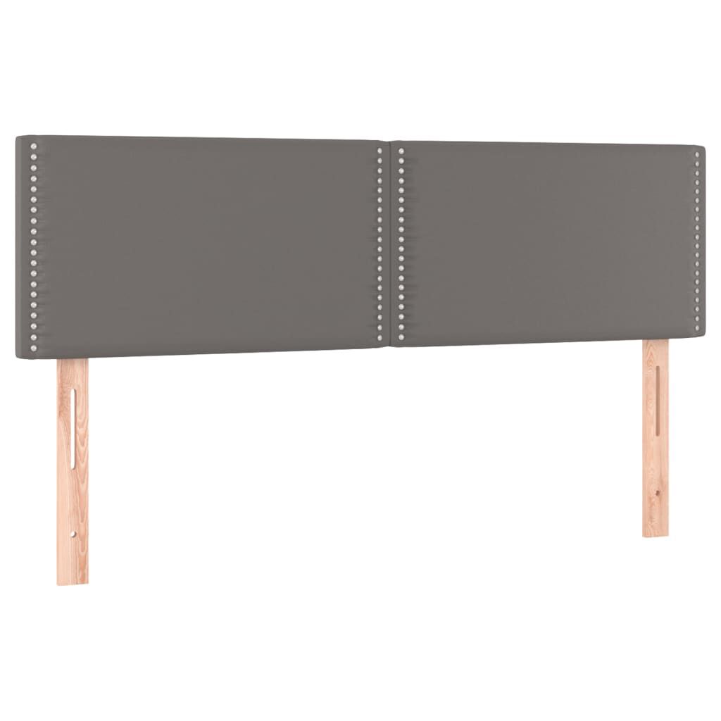 vidaXL Κρεβάτι Boxspring με Στρώμα Γκρι 140x190εκ. από Συνθετικό Δέρμα