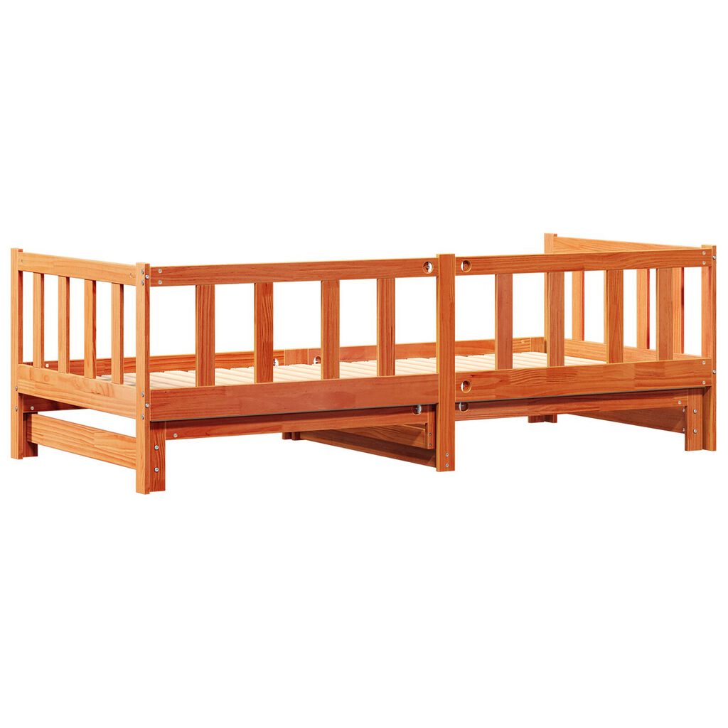 vidaXL Κρεβάτι ημέρας με Pull-out χωρίς στρώμα Καφέ 2x(90x190) εκ