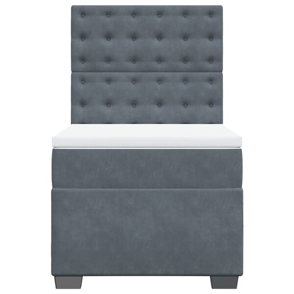 vidaXL Κρεβάτι Boxspring με Στρώμα Σκούρο Γκρι 80x200 εκ. Βελούδινο
