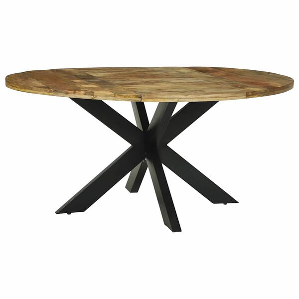 vidaXL Τραπεζαρία Μαύρη δρυς 160 x 160 x 76 cm ακατέργαστο ξύλο μάνγκο