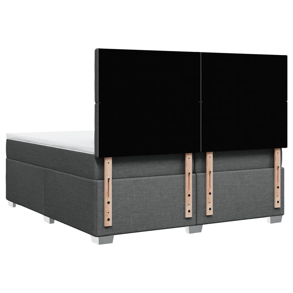 vidaXL Κρεβάτι Boxspring με Στρώμα Σκούρο Γκρι 200x200 εκ. Υφασμάτινο