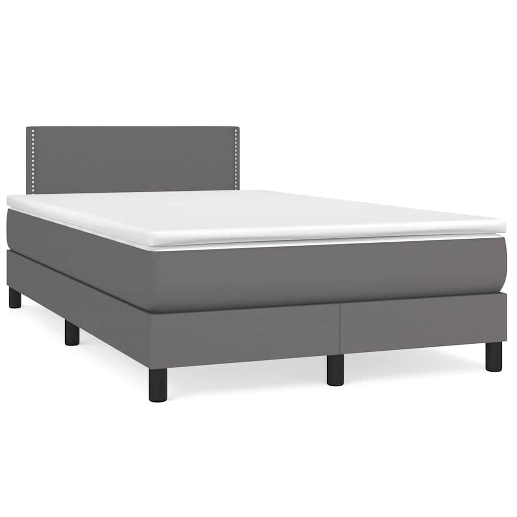 vidaXL Κρεβάτι Boxspring με Στρώμα & LED Γκρι 120x190 εκ. Συνθ. Δέρμα
