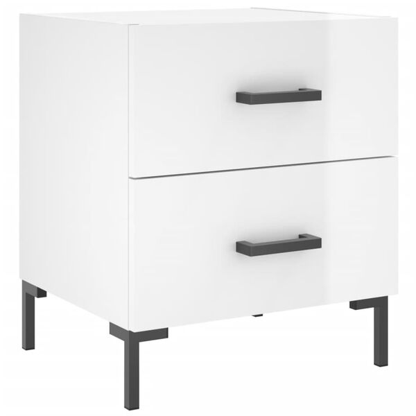 vidaXL Κομοδίνα 2 τεμ Γυαλ. Λευκό 40 x 35 x 47,5 εκ. από Επεξεργ. Ξύλο