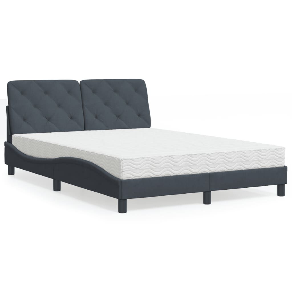 vidaXL Κρεβάτι με Στρώμα Σκούρο Γκρι 120x200 εκ. Βελούδινο