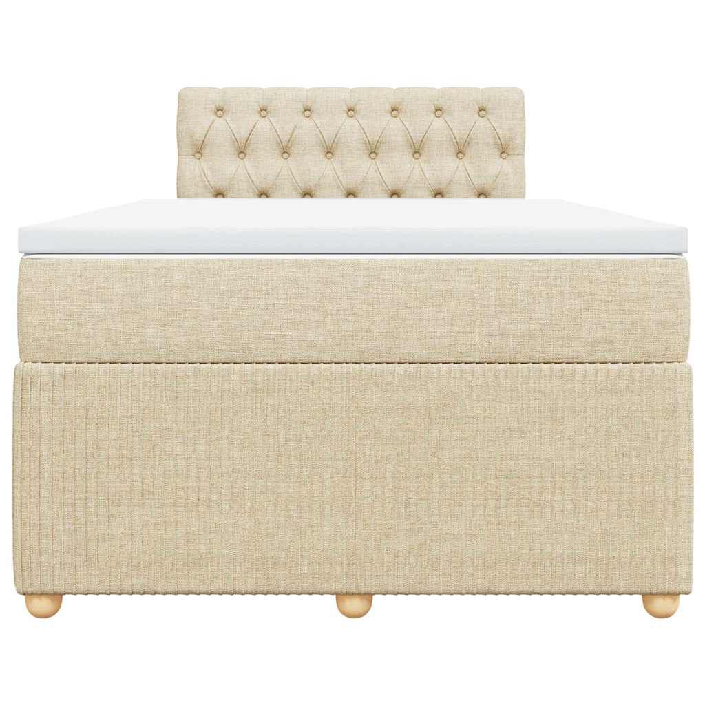 vidaXL Κρεβάτι Boxspring με Στρώμα Κρεμ 120x190 εκ. Υφασμάτινο