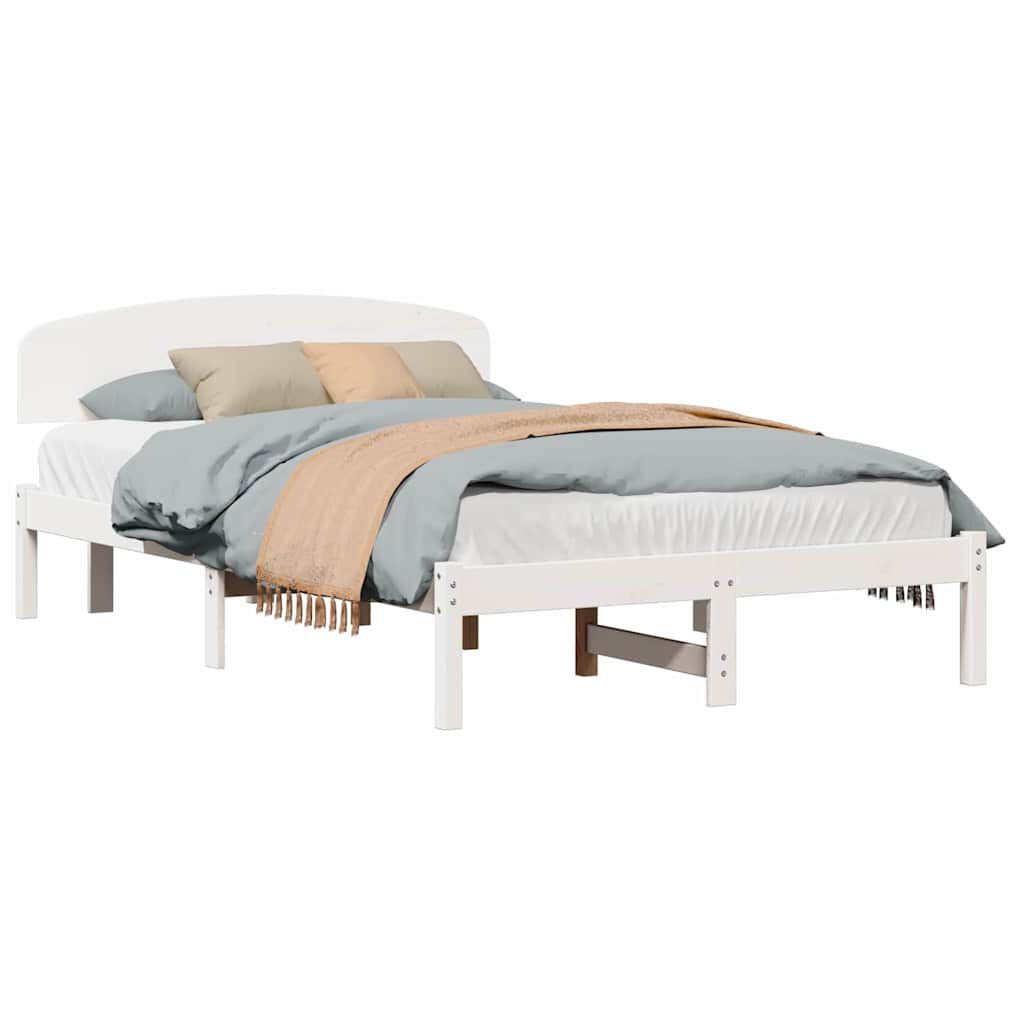 vidaXL Σκελετός Κρεβατιού Λευκό 120 x 190 cm Μασίφ ξύλο πεύκου