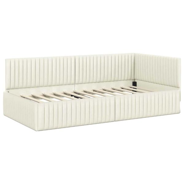 vidaXL Κρεβάτι Γωνίας με κεφαλάρι Κρεμ 100 εκ x 200 εκ ύφασμα